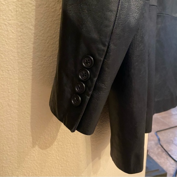 ALFANI Men Black Positano Macy’s Soft Leather Blazer Jacket Size L44 - Picture 6 of 10